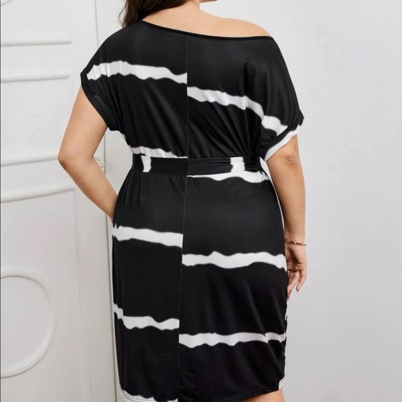 Tie dye batwing sleeve belted dress - Picture 8 of 9